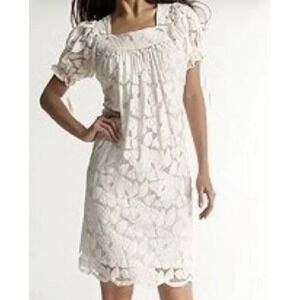Trulli Cream Floral‎ Lace Babydoll Dress Puff Sleeve Small boho festival western